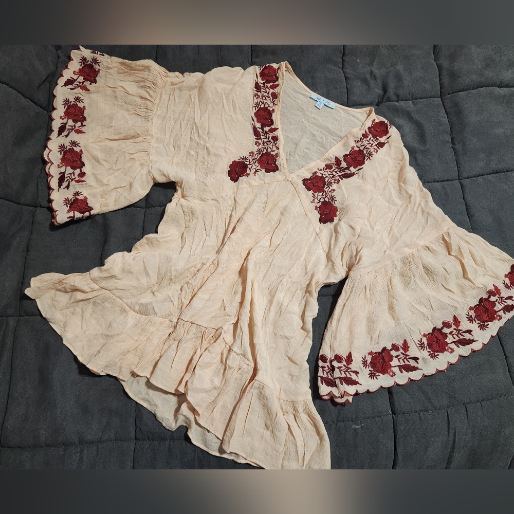 She And Sky Boho Bell Sleve Blouse Size S